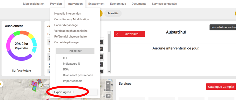 logiciel agricole gestion exploitation mesparcelles ecran accueil export agro EDI PAC